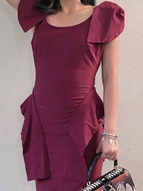 Lulus Burgundy Peplum Cocktail Dress S